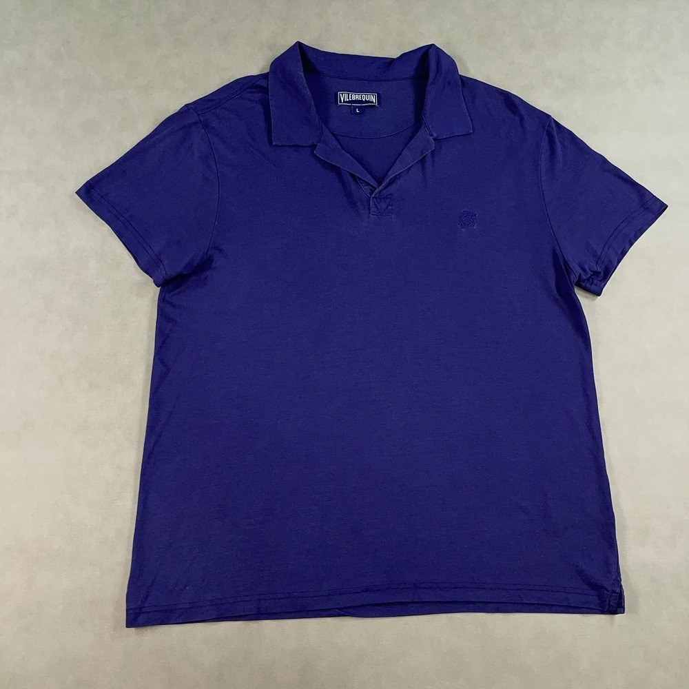 VILEBREQUIN Polo Shirt Men's Large 100% Tencel Purple Luxury Resort Quiet Luxury